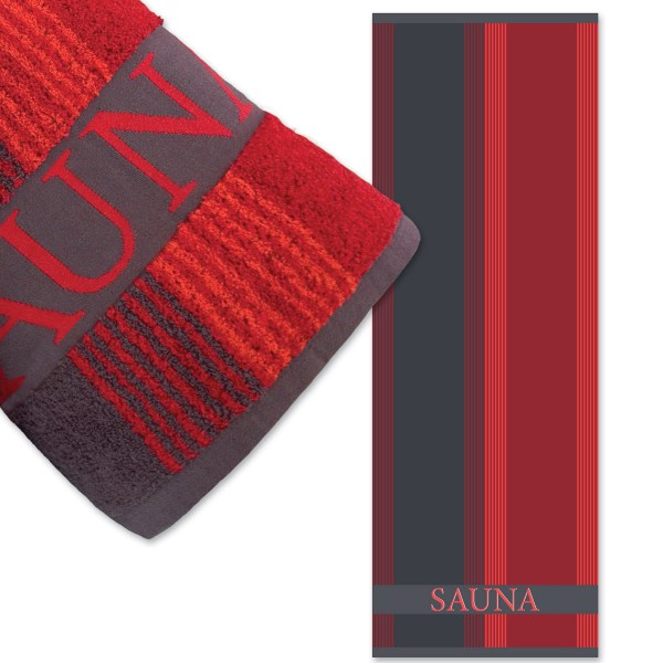 Saunatuch Sauna, Stripes, rot
